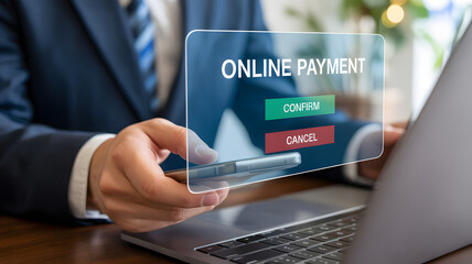 Confidently confirm online payment using smartphone and laptop for seamless transactions