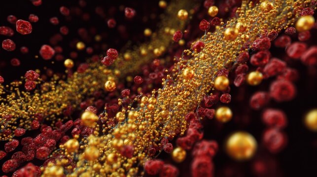 sequence depicting golden LDL lipoproteins clustering and narrowing blood vessel pathways representing hyperlipidemia risks.