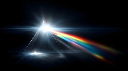 Prism refracting white light into a spectrum of colors.