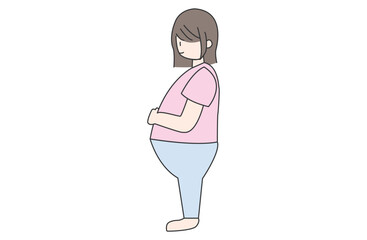 デニムパンツを履いた妊婦のイラスト