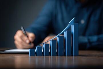 Businessperson records rising graph