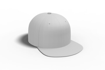 High Angle View of Blank White Cap, 3D Illustration