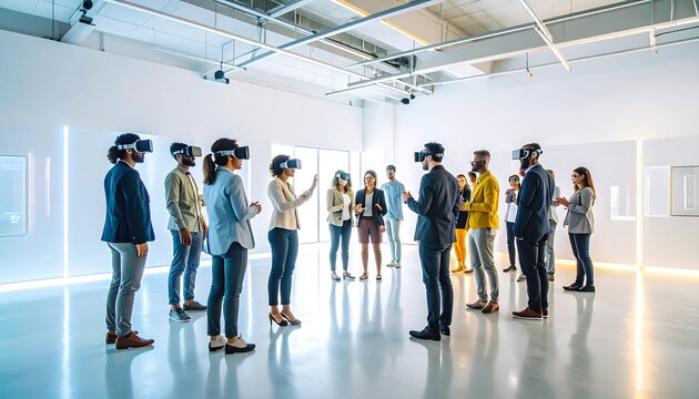 Business people vr training session
