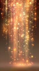 Golden glitter particles cascade down, creating a luminous effect