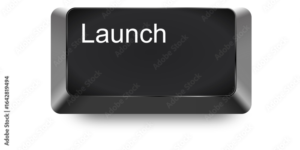 Poster launch computer key keyboard vector for new beginnings, projects, and innovation. ideal for illustra