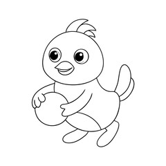 Obraz premium black outline printable chick watering plants