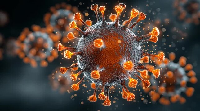 Virus micro bacteria germ. Coronavirus background. Microscopic view of bacteria virus cells in a scientific laboratory. 