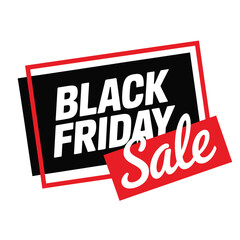 Black friday sale announcement with bold text and red accent