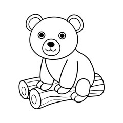 Naklejka premium printable bear painting a rainbow black outline