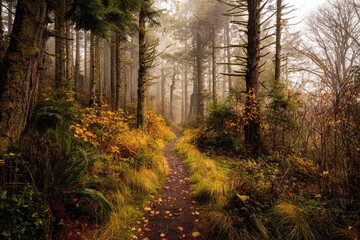 Misty autumn forest path (2)