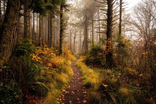 Misty autumn forest path (2)