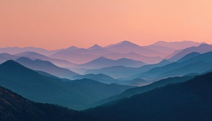 Obraz premium Mountain range panorama at sunrise