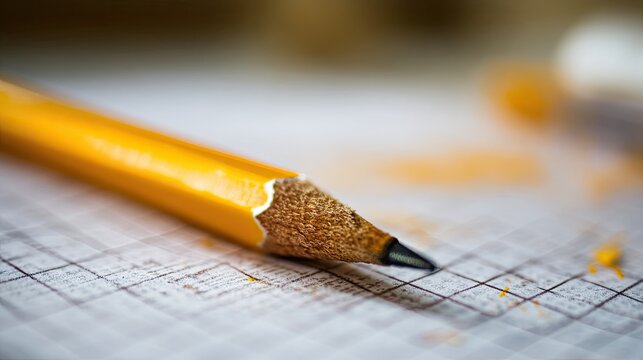 Close-up of a used pencil on paper - Powered by Adobe