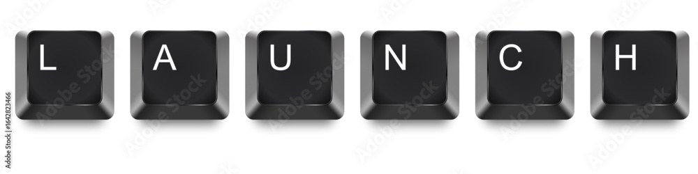 Aufkleber launch spelling letter computer key vector for new beginnings, projects, and innovation. represents 