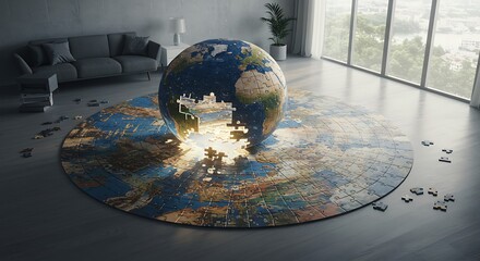 Globe Puzzle Art Completing the World