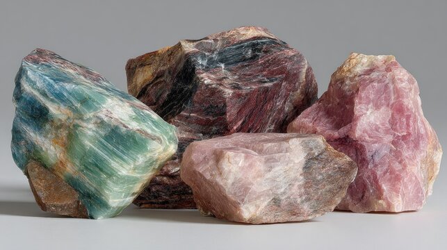 Group of raw, colorful rocks