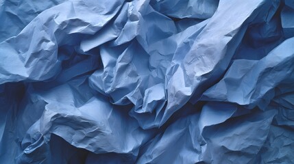 Obraz premium Close-up view of crumpled blue paper.