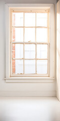 Fototapeta premium Natural light streaming through a vintage window in a bright and minimalistic room