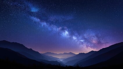 Fototapeta premium Majestic Milky Way over Silhouetted Mountains