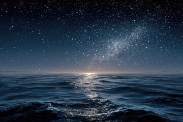 Starry night over the ocean