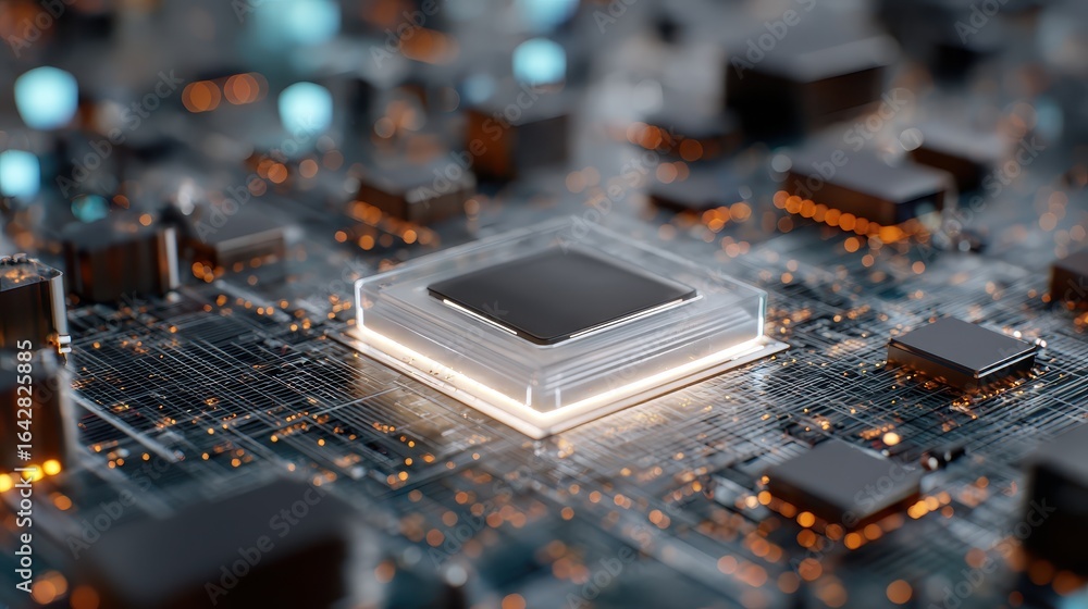 Poster illuminated central processing unit on circuit board