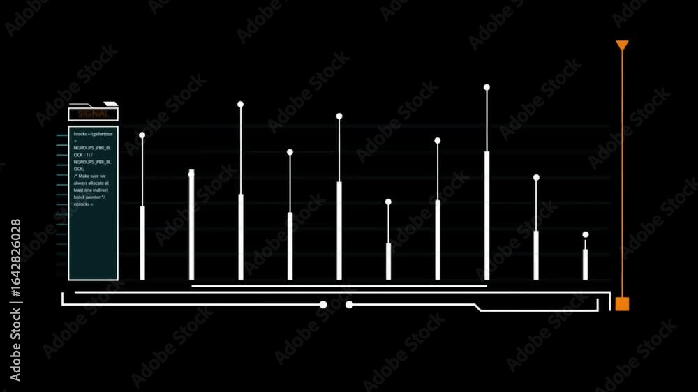 Poster abstract white line graph on black background representing data analysis