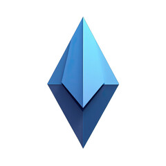 Blue pyramid shape with reflection on black background.
