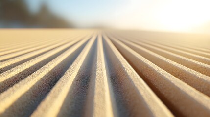 Close-up view of parallel lines on a light beige surface.
