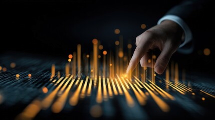 Hand Touching Glowing Digital Interface Technology Concept.