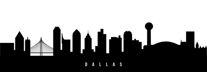 Vector silhouette illustration of Dallas City urban skyline. Modern minimalist cityscape graphic, perfect for travel, banners or backgrounds.