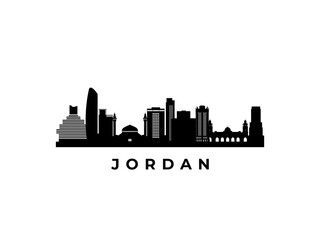 Naklejka premium Vector Jordan skyline. Travel Jordan famous landmarks. Business and tourism concept for presentation, banner, web site.