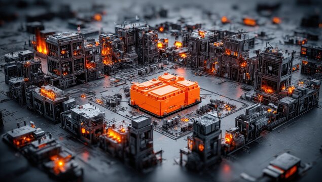 Urban circuit board, orange central core