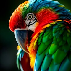 Chrome-Plated Macaw: Ultra-Realistic 8K Close-Up of Metallic Feathers with Reflective Cobalt Blues & Fiery Reds - Cinematic Studio Shot with Liquid Metal Texture