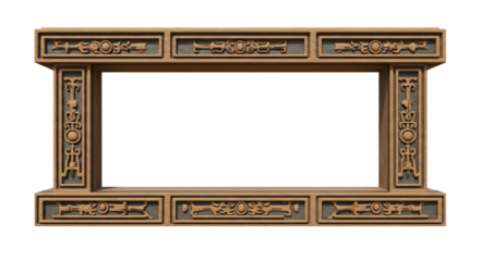 An ornate wooden frame featuring intricate carvings and a classic design, perfect for displaying artwork or photographs with a touch of elegance.