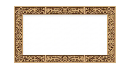 Elegant wooden frame featuring intricate carved patterns, ideal for displaying artwork or important documents with a touch of traditional craftsmanship.