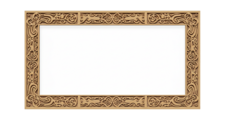 Elegant wooden frame featuring intricate carved patterns, ideal for displaying artwork or important documents with a touch of traditional craftsmanship.