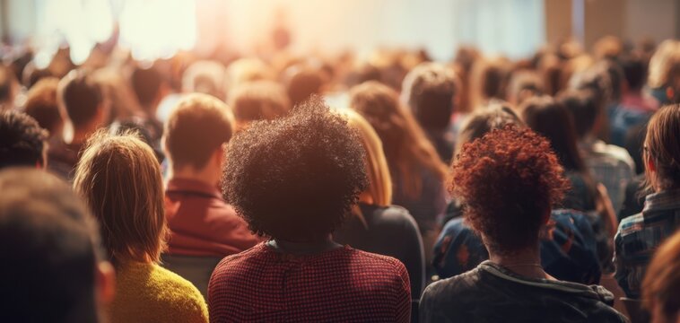 The diverse audience engaged in a lively seminar during an inspiring event.