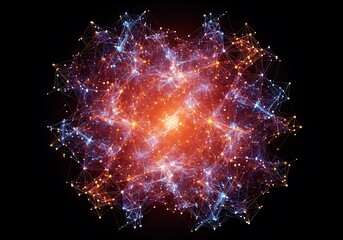 Abstract glowing network of connections and particles