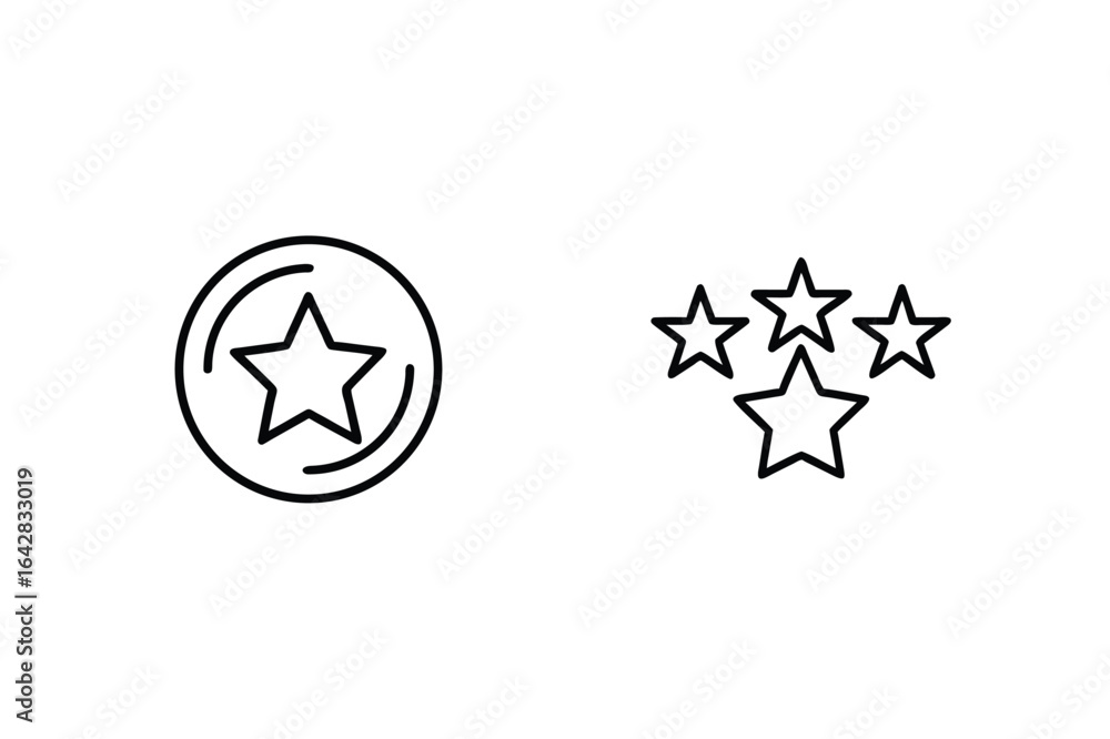Poster star inside circle and cluster of stars rating icon
