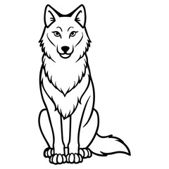 Fierce wolf cartoon drawing isolated on white background