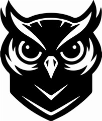Owl head monochrome icon sign...