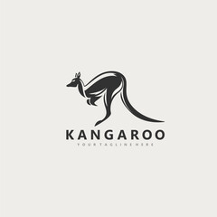 Kangaroo animal logo simple minimalist design Illustration of a wallaby kangaroo