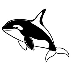 Fototapeta premium Illustration of a killer whale orca swimming, isolated on white background