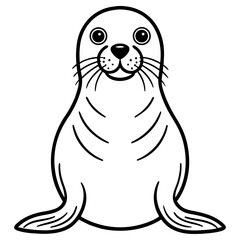 Cute cartoon seal drawing isolated on white background