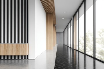 Obraz premium Modern, light-filled hallway with wood accents