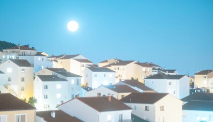 Fototapeta premium 美しい月夜の夜の街並み