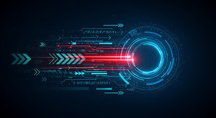 Abstract futuristic technology background with digital blue circles and gears vector illustration