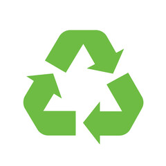 Obraz premium Green recycling symbol on a Vector illustration of white background recycle sign