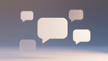 Abstract speech bubbles in gradient space, symbolizing open dialogue and creative thought.