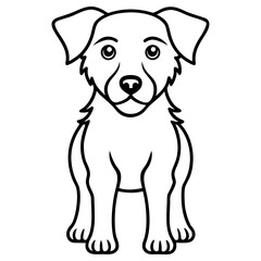 Cute cartoon puppy dog sitting, isolated on white background